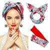 Yiodauh Wire Headbands for Women 4Pcs Bohemia Fashion printing knotted headbands Hair Ribbon Metal Wire Scarf Hairband Girls accessories for Women Gifts(Color 9) view 4