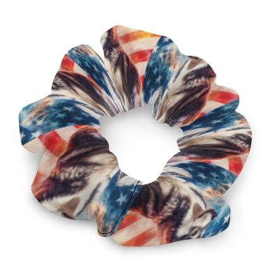 Husky Ea-gles U.S Flag Hair Bands for Women Printed Scrunchies Elastic Hair Ties Ponytail Holder for Accessories