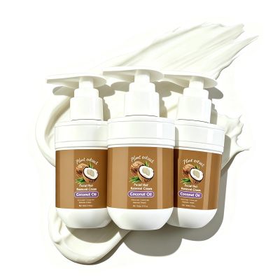 Coconut Oil Facial Hair Removal Cream for Women, Plant Extract Coconut Oil Body Hair Removal Cream, Painless Hair Removal, Suitable for Sensitive Skin