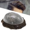 Mens Toupee Human Hair Toupee For Men Thin Skin PU Injection Hair Replacement System Hair Pieces Hair System PU Base Hair Units Wig For Men 7''X9''120% Density- 3# Dark Brown view 1