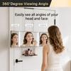 LADETTO 3 Way Mirror with Lights & Shelf for Self Hair Cutting Rechargeable view 2