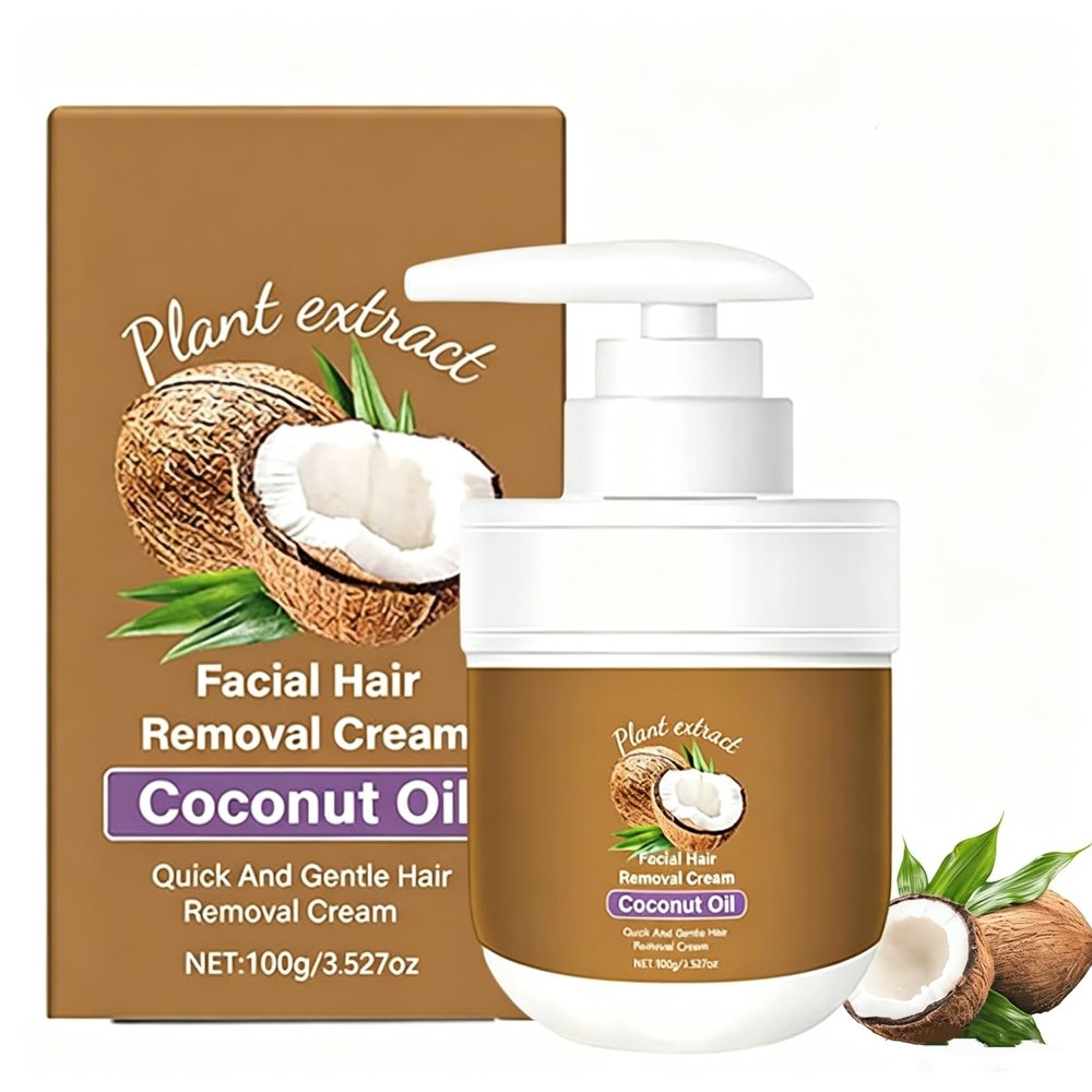 Kivorush Facial Hair Remover, Gentle Coconut Oil Hair Removal Cream, Plant Extract, Fast-Acting, Gentle Formula for Lips, Legs, Arms & Underarms