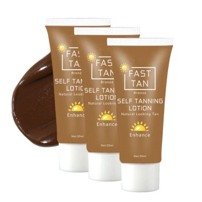 Tanning Lotion Self Tanner, Lightweight Self Tanner Lotion for Face and Body, Natural Bronze Finish Tanning Cream for Travel Beach and Summer Use, 1.8Fl Oz (3pc)