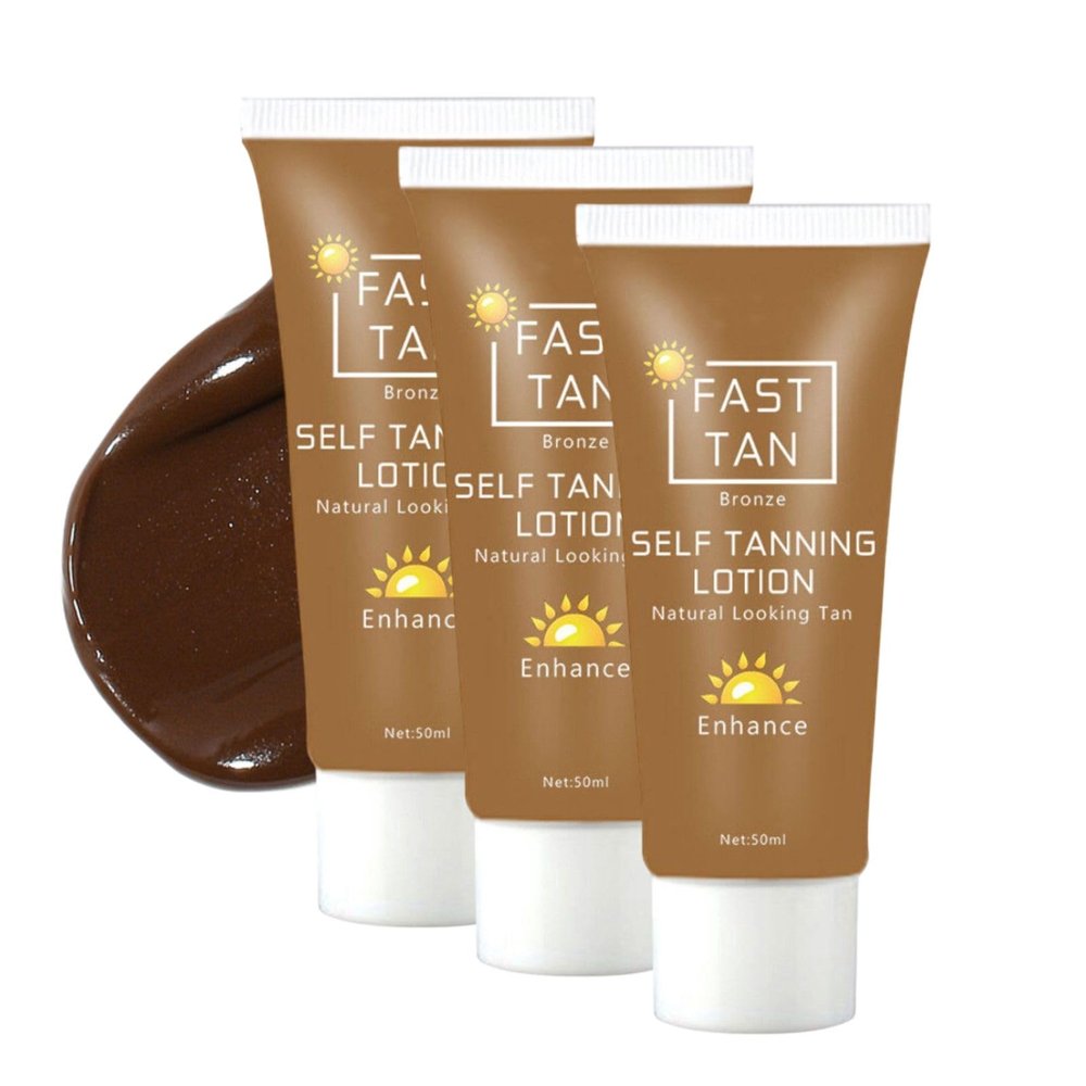 Tanning Lotion Self Tanner, Lightweight Self Tanner Lotion for Face and Body, Natural Bronze Finish Tanning Cream for Travel Beach and Summer Use, 1.8Fl Oz (3pc)