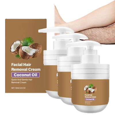 Coconut Oil Facial Hair Removal Cream for Women, 2026 New Plant Extract Coconut Oil Hair Removal Cream, facial hair removal for women, Painless Hair Removal, Sensitive Skin Safe (3pcs)
