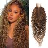 ALHER Water Wave #P4/27 Highlight 2x6 Lace Closure 18 Inch, Honey Blonde Ombre Brown and Blond Wet and Wavy 2x6 Kim K Lace Closure Pre Plucked With Baby Hair, #P4/27 Color 100% Real Human Hair Closure view 1