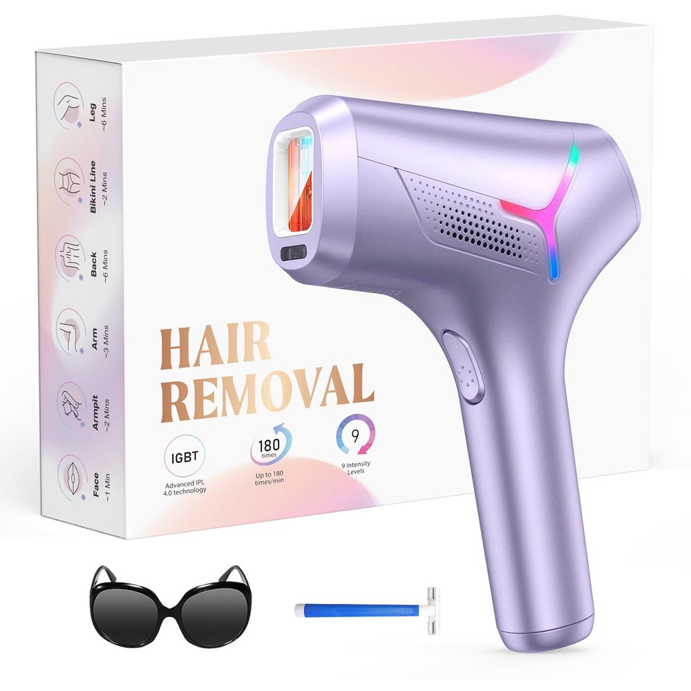 LYSMOSKI Laser Hair Removal for Women and Men, At-Home IPL Hair Removal Device with 5.2 cm Treatment Window, Nearly Painless, Visible Results in 2 Weeks, Full Body Treatment in 8 Minutes,Purple