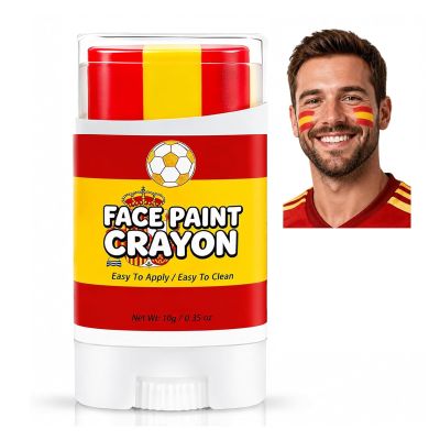 Spain World Cup Face Paint Stick,Red Yellow and Red Spain Soccer Fan Flag Face Body Paint Crayon,Sweatproof & High Pigment for Football,Rugby,Softball,Baseball