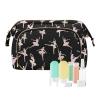 VIGTRO Pink Ballet Dancer Silhouettes Makeup Bag Quilted Toiletry Bag Wide Open Cosmetic Bag with Bottles Kit Large Capacity Travel Organizer Pouch for Women view 1