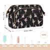 VIGTRO Pink Ballet Dancer Silhouettes Makeup Bag Quilted Toiletry Bag Wide Open Cosmetic Bag with Bottles Kit Large Capacity Travel Organizer Pouch for Women view 2