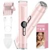 QLWQ Bikini Trimmer for Women, 2-in-1 Electric Razor & Body Shaver, IPX7 Waterproof Lady Shaver with LED Display, USB Rechargeable Hair Remover for Bikini Area, Legs, Underarms & Face, Pink view 1