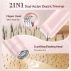 QLWQ Bikini Trimmer for Women, 2-in-1 Electric Razor & Body Shaver, IPX7 Waterproof Lady Shaver with LED Display, USB Rechargeable Hair Remover for Bikini Area, Legs, Underarms & Face, Pink view 2