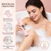 QLWQ Bikini Trimmer for Women, 2-in-1 Electric Razor & Body Shaver, IPX7 Waterproof Lady Shaver with LED Display, USB Rechargeable Hair Remover for Bikini Area, Legs, Underarms & Face, Pink view 3
