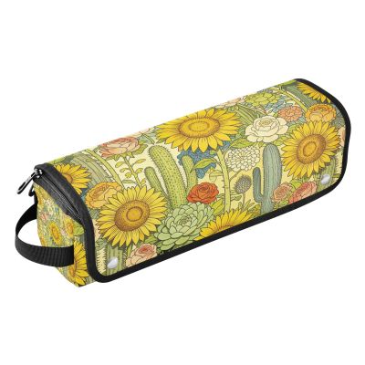 HXshaoye Hair Tools Travel Bag and Heat Resistant Mat Large Hair Straigheners Travel Case for Flat Iron Hot Tools and Haircare Accessories Western Boho Leopard Sunflowers Cactus