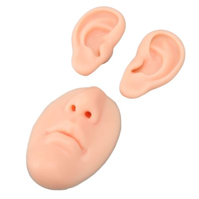 BTSEURY Silicone Ear Nose Model, 3D Simulated Skin Texture for Piercing Practice, with Realistic Size and Touch, for Jewelry Display, Nose Plastic Surgery, Suture Training (Light Skin)