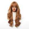 Nuxovin Ginger Wigs with Bangs for Women Natural Long Wavy Curly Human Hair Lightweight Breathable for Cosplay Party Daily Use (Ginger,24inch) view 3