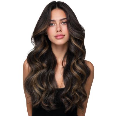 WENNALIFE Clip in Hair Extensions Real Human Hair, 22 Inch 200g 9pcs Balayage Dark Brown Mixed Chestnut Brown Fuller Hair Extensions Remy Hair Clip Ins, Soft Blendable Reusable & Heat Friendly