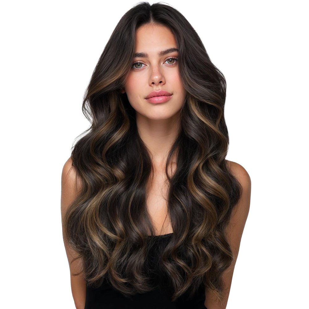 WENNALIFE Clip in Hair Extensions Real Human Hair, 22 Inch 200g 9pcs Balayage Dark Brown Mixed Chestnut Brown Fuller Hair Extensions Remy Hair Clip Ins, Soft Blendable Reusable & Heat Friendly