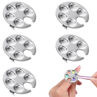 5Pcs Mini Nail Art Palette Ring, Metal Manicure Palette Finger Rings