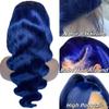 Suresen Blue 13x4 Lace Front Wigs Human Hair 20 Inch 180% Density Body Wave HD Lace Front Human Hair Wig Pre Plucked Dark Blue Colored Lace Frontal Wig for Women view 2