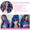 Suresen Blue 13x4 Lace Front Wigs Human Hair 20 Inch 180% Density Body Wave HD Lace Front Human Hair Wig Pre Plucked Dark Blue Colored Lace Frontal Wig for Women view 3