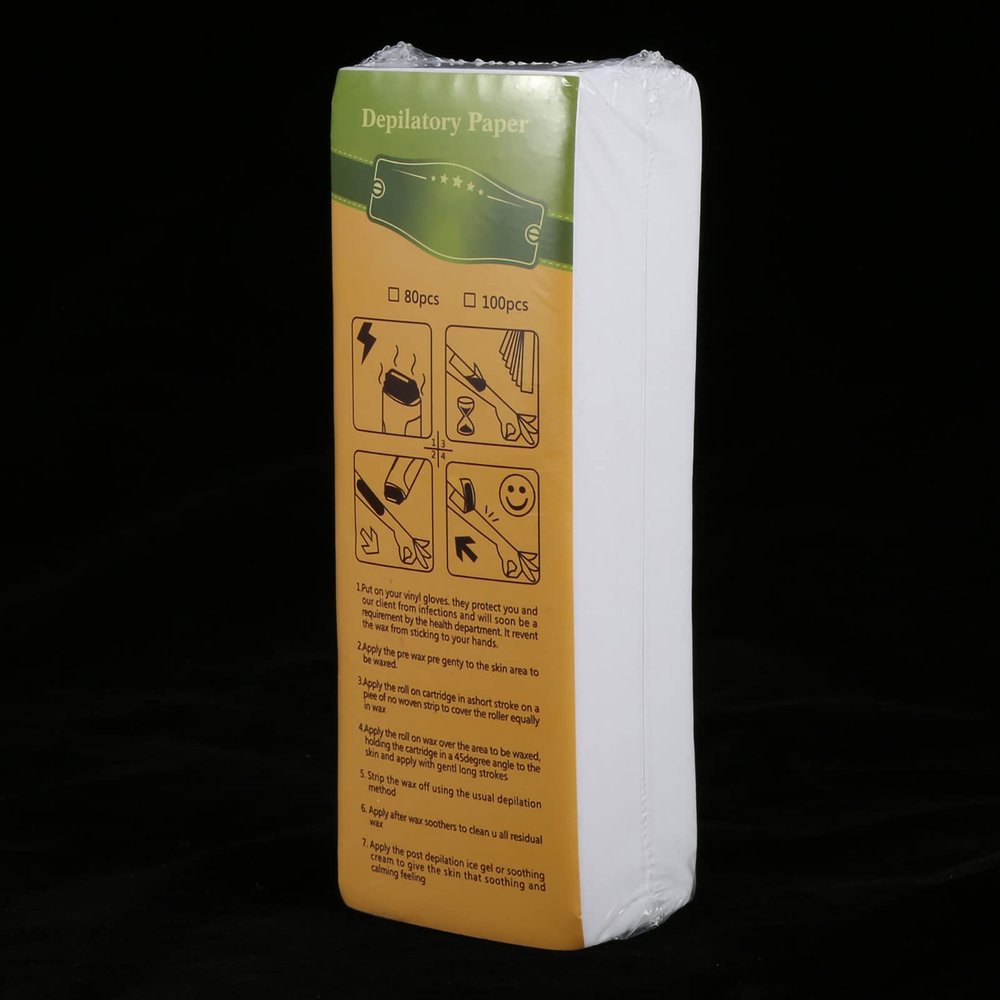 Solinder Nonwoven Epilator Hair Removal Waxing Paper with Great Tensile Strength, 100 Sheets, Arm, Leg, Armpit Use, Slight Pain, Unisex, Hair Depilation Treatment Accessory, Suita