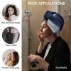 HomeDecorArt Blue White Microfiber Wrap Ultra Absorbent Hair Towel, Abstract Graffiti Graffiti Art Paint with Buttons Hair Cap Drying Towel Turban Bath Hair Wrap for Woman 26x10in view 2