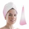 HomeDecorArt Pink Ombre Microfiber Wrap Ultra Absorbent Hair Towel, Pink White Gradient Modern Abstract Art with Buttons Hair Cap Drying Towel Turban Bath Hair Wrap for Woman 26x10in view 1