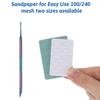 4 Pcs Double Head Cuticles Remover Pusher Cuticle Scraper Pre-treatment Cuticle Pusher with Loop Stainless Steel Cuticles Nail Tool with 100#/240# Grit Nail Files and 1p Storage Bags view 3