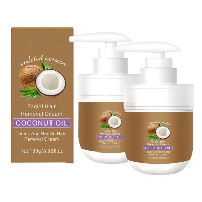 Coconut Hair Removal Cream, Coconut Oil Facial Hair Removal Cream for Sensitive Skin (2Pcs)
