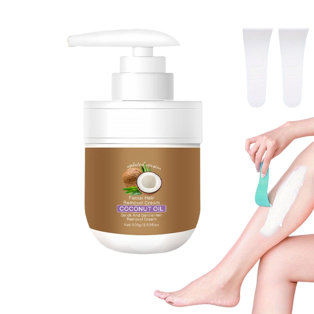 Coconut Oil Hair Removal Cream for Women, Gentle Facial Hair Remover for Upper Lip, Chin, and Cheeks, Moisturizing Formula (1pcs)