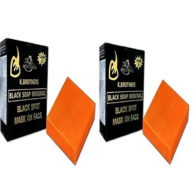 K.Brothers Black Soap Original for Black Spots, Face Mask Treatment, Orange, 50g (Pack Of 2)