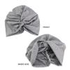 Women's Twisted Knot Turban Hat, Solid Color Stretchy Chemo Headwear, Soft Breathable Beanie Cap for Hair Loss, Head Wrap(Ginger yellow) view 3