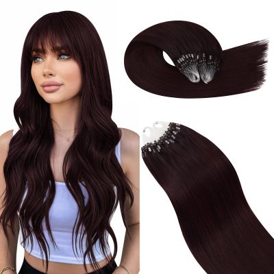 Ugeat Micro Bead Hair Extensions, Burgundy, 24 Inch 50G 50S