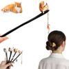 Cat Fishing Hair Stick, Wooden Hairpin with Fishing Cats (#D) view 1