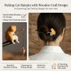 Cat Fishing Hair Stick, Wooden Hairpin with Fishing Cats (#D) view 2