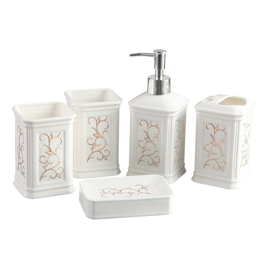 Ceramic Bathroom Five-piece Toiletries Set Mouthwash Cup Toothbrush Holder