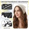 Fosaseua 4Pcs Crochet Head Scarf Boho Hollow Floral Crochet Bandana view 3