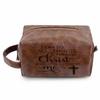 THTCSQ Christian Gifts,Leather Toiletry Bag for Men, Personalized Travel Toiletry Organizer,Bible Verse Faith Religious Birthday Inspirational Gifts (Philippians 4:13) view 1