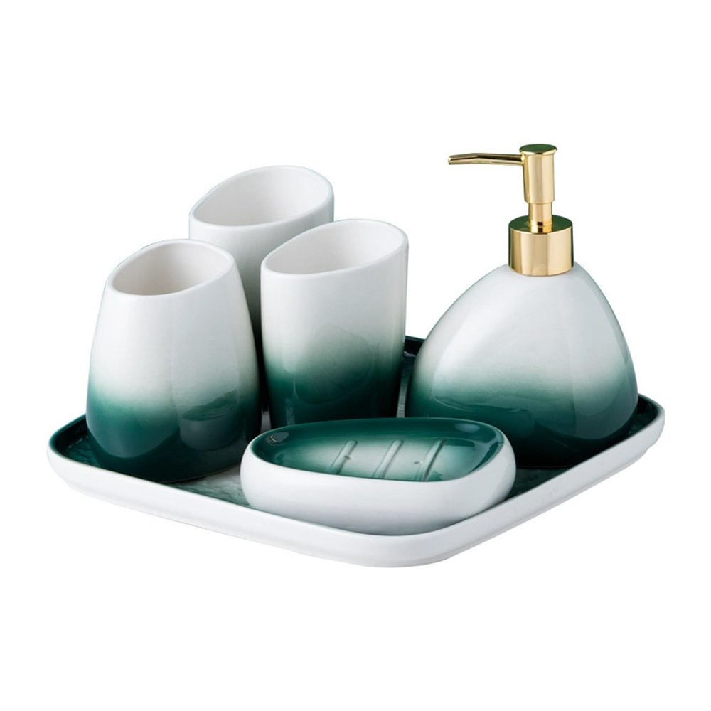 Couples Ceramic Bathroom Five-piece Toiletry Set Brushing Teeth Mouthwash Cup Utensils Six-piece
