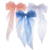 ULTECHNOVO 3pcs Large Hair Bows Spring Barrettes for Thick Hair Women with Long Ribbon Tails Pastel Pink White Blue for Everyday and Party view 1