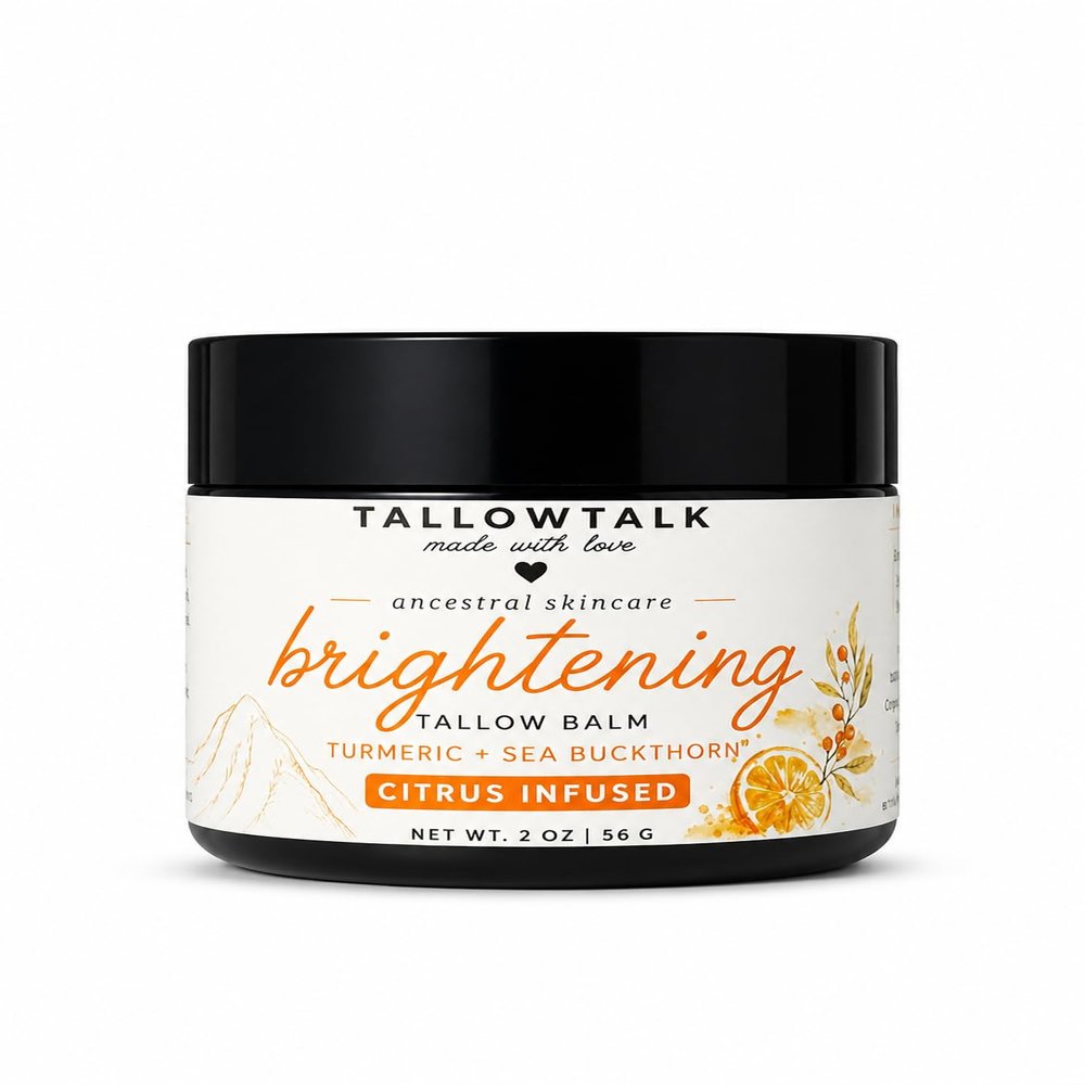 TallowTalk Brightening Tallow Balm, Turmeric and Sea Buckthorn, Orange Scent, Grass-Fed Beef Tallow, Balm