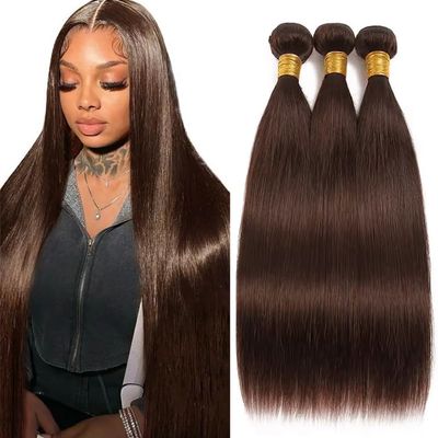 #4 Brown Bundles Human Hair Straight Bundles 30 32 34 Inch Unprocessed Brazilian Virgin Hair 3 Bundles 150 Grams Chocolate Brown Straight Bundles Human Hair Extensions