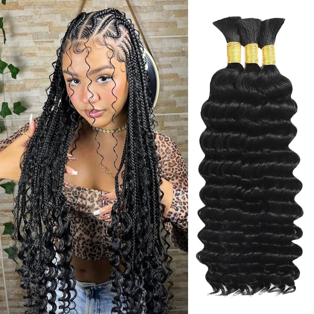 Fridnae Human Braiding Hair For Boho Braids 26 Inch Natural Deep Curly Bulk