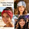 Acenail Wide Boho Headbands for Women Paisley Printed Hair Bands Non Slip Stretch Turban Head Bands Leopard Bandana Hairband Yoga Sport Head Wraps Hair Accessories for Workout 4 Pack (Paisley Printed) view 3
