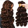 #4 Brown Bundles Human Hair Loose Deep Wave Bundles 22 24 26 Inch Unprocessed Brazilian Virgin Hair 3 Bundles 150 Grams Chocolate Brown Loose Deep Wave Bundles Human Hair Extensions view 1