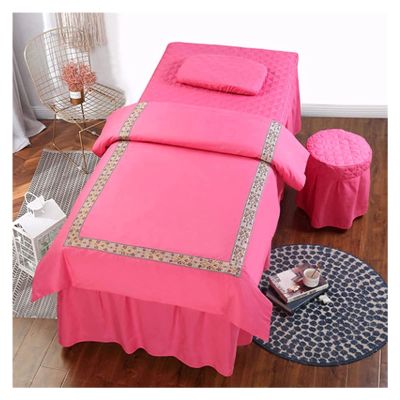 YQBDCKEDU 4Pcs Beauty Salon Bmassage Spa Cover Sets 4-Piece Beauty Bed Cover High-End Simple European Style Beauty Salon Dedicated Massage Physiocotton Bed Cover(Pink,80 * 190Cm)/Pink/80 * 190Cm