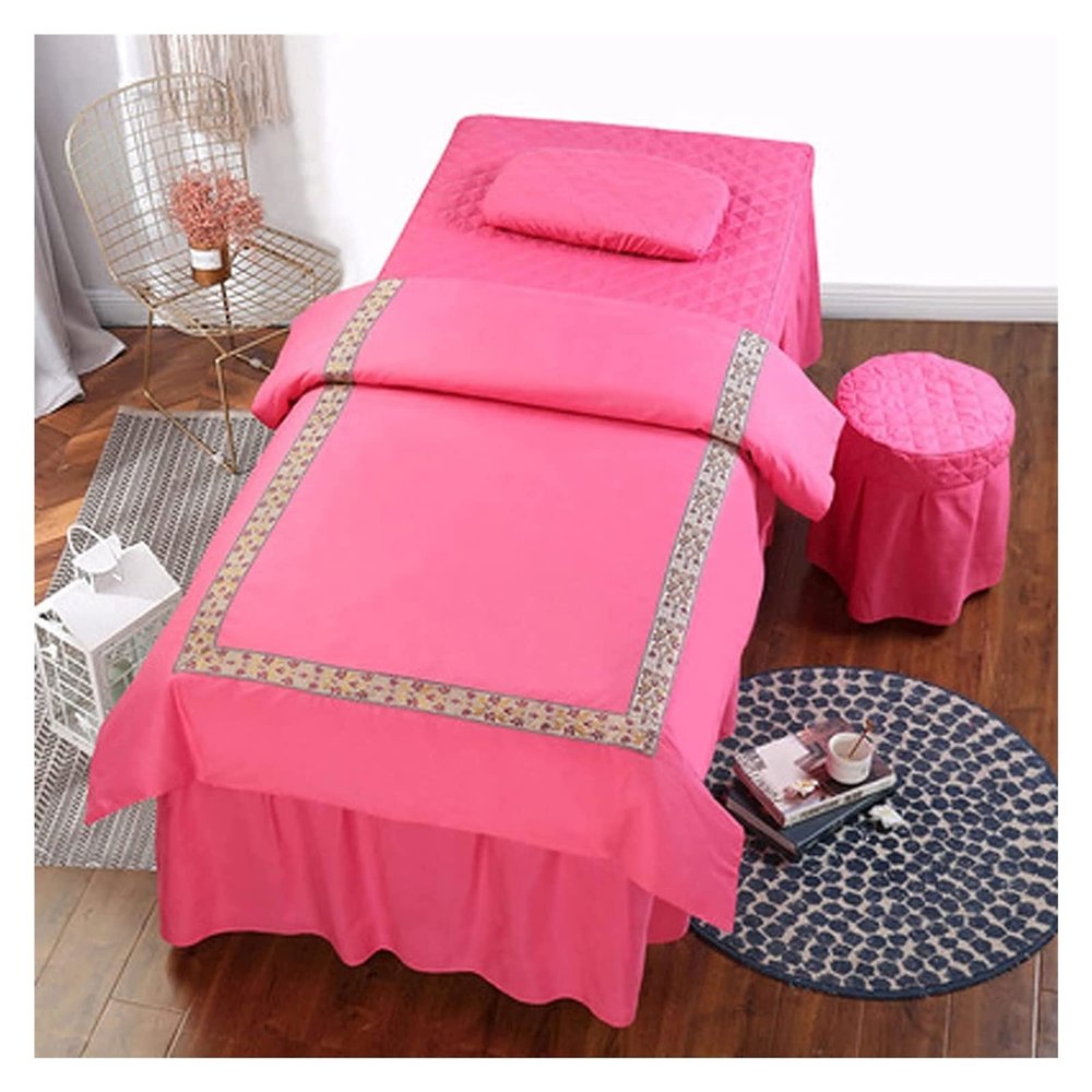 YQBDCKEDU 4Pcs Beauty Salon Bmassage Spa Cover Sets 4-Piece Beauty Bed Cover High-End Simple European Style Beauty Salon Dedicated Massage Physiocotton Bed Cover(Pink,80 * 190Cm)/Pink/80 * 190Cm