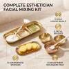 Hamwesh 23Pcs Esthetician Supplies Kit, 3 Gold Mixing Bowls 3 Fan Brushes Face Mask Brushes 1 Gold Tray 12 Compressed Sponges, with Stainless Steel Serving Trays, for Spa Facial view 4