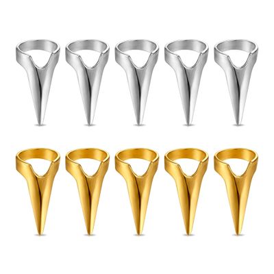 10 Pack Hair Parting Rings, Metal Finger Hair Sectioning Tools, Stainless Steel Hairline Separator Rings for Braiding Weaving Curling Extensions Cosplay, Gold Silver